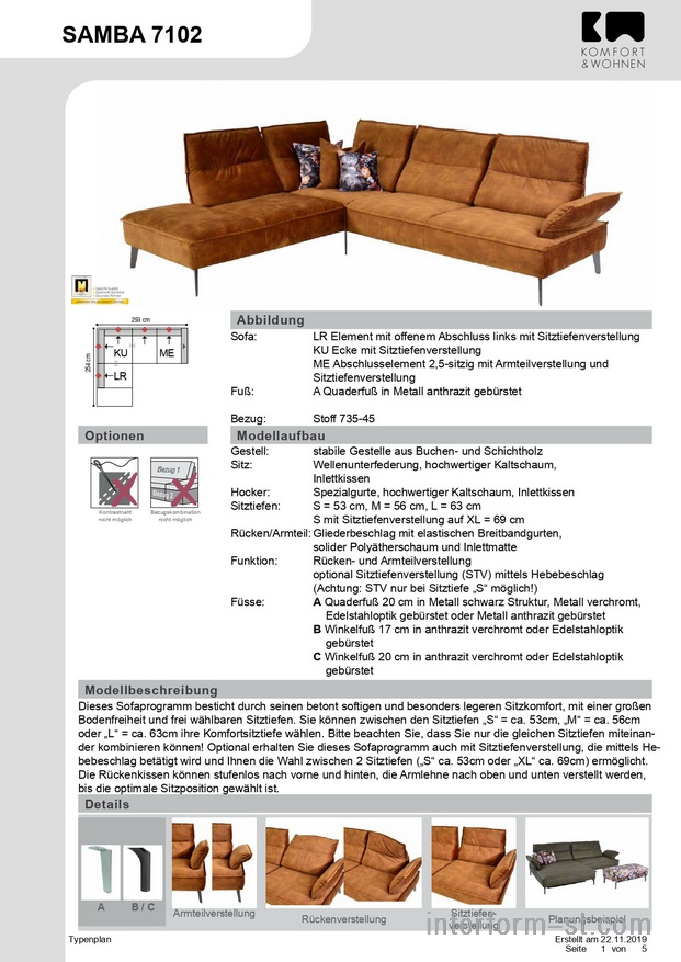 Немецкий диван модель 7102  SAMBA, K&W