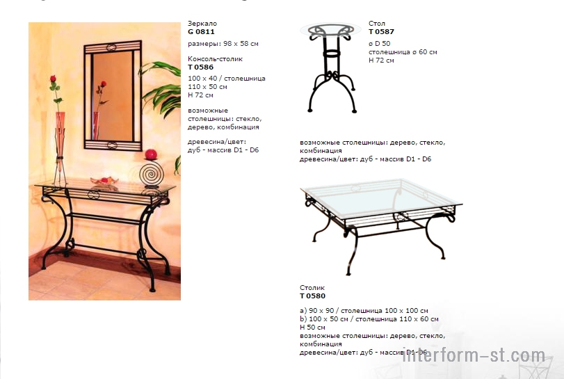 Кованная чешская мебель для столовой OHIO, IRON ART