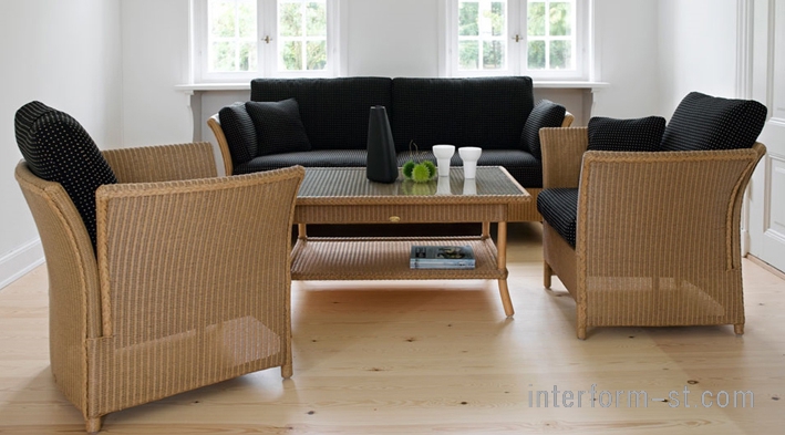 Мебель для улицы Sika, коллекция Rattan Classics, Duo диван, Largo журнальный стол