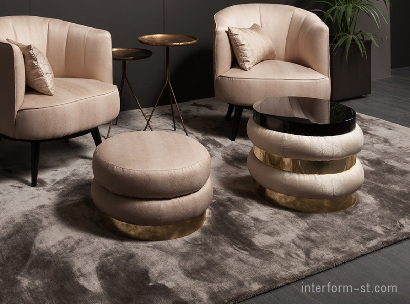 Итальянский пуф/журнальный столик 9325 CHIGNON, VIBIEFFE купить от фабрики VIBIEFFE в компании Interform studio с доставкой по России