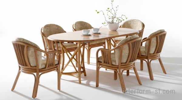 Мебель для улицы Sika, коллекция Rattan Classics, Spisebord  Med стол, Madrid стул с подлокотниками