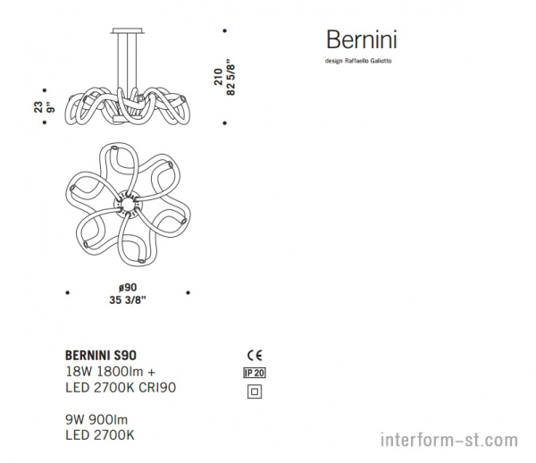 Итальянская люстра BERNINI, DE MAJO купить от фабрики DE MAJO в компании Interform studio с доставкой по России