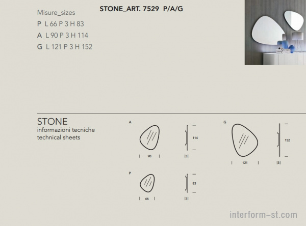 Зеркало STONE, TONIN CASA купить от фабрики TONIN CASA в компании Interform studio с доставкой по России