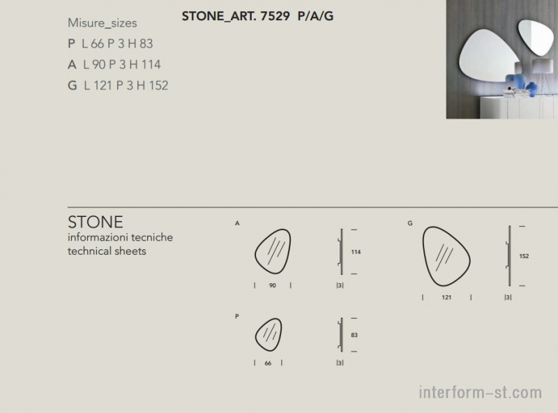 Зеркало STONE, TONIN CASA купить от фабрики TONIN CASA в компании Interform studio с доставкой по России